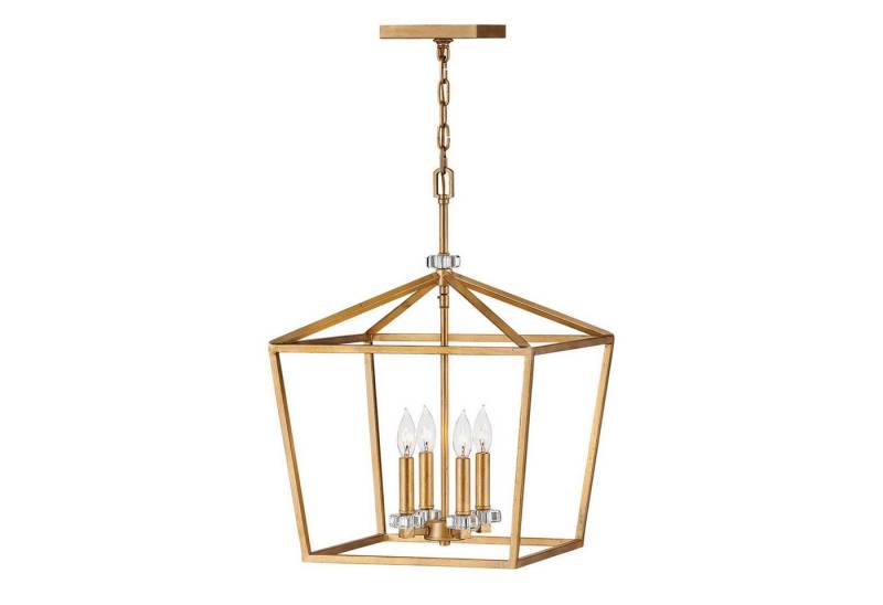 Licht-Erlebnisse Pendelleuchte TARIN, ohne Leuchtmittel, Metall E14 B: 40,5 cm H: max. 216,9 cm in Messing Antik 4-flammig von Licht-Erlebnisse