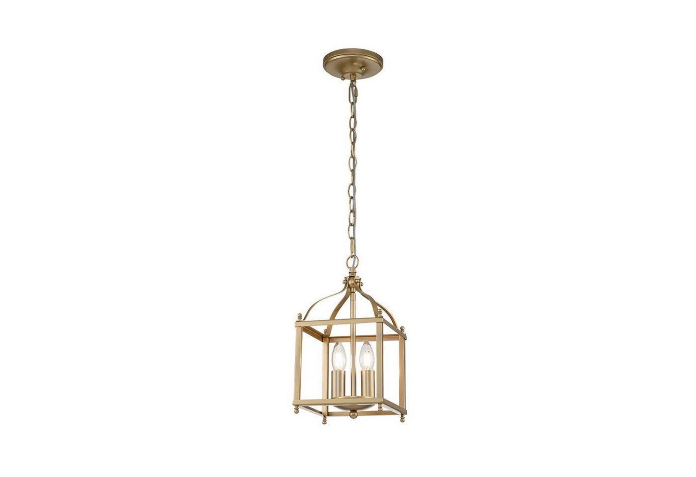 Licht-Erlebnisse Pendelleuchte THOREN, ohne Leuchtmittel, Metall E14 B: 20,3 cm H: max. 226,1 cm in Messing 2-flammig eckig von Licht-Erlebnisse
