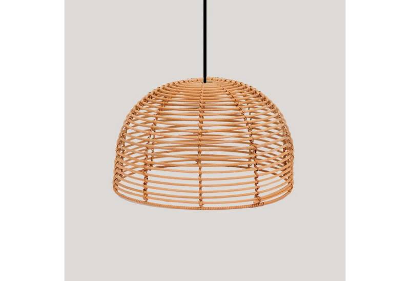 Licht-Erlebnisse Pendelleuchte TOKI, ohne Leuchtmittel, Boho Ø 35 cm Korb Schirm Beige Schwarz E27 Modern von Licht-Erlebnisse