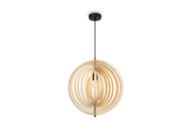 Licht-Erlebnisse Pendelleuchte ULMAR, ohne Leuchtmittel, Holz Metall E27 H: max. 352,5 cm Schwarz Beige Modern Hängelampe von Licht-Erlebnisse