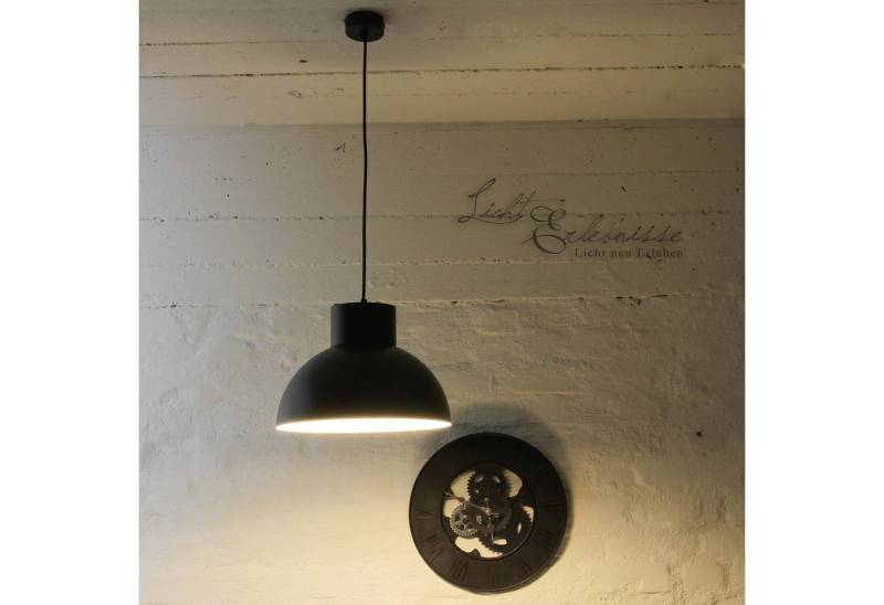 Licht-Erlebnisse Pendelleuchte WORKS, ohne Leuchtmittel, Hängelampe Weiß Schwarz Industrie E27 Retro Stil Esszimmer von Licht-Erlebnisse