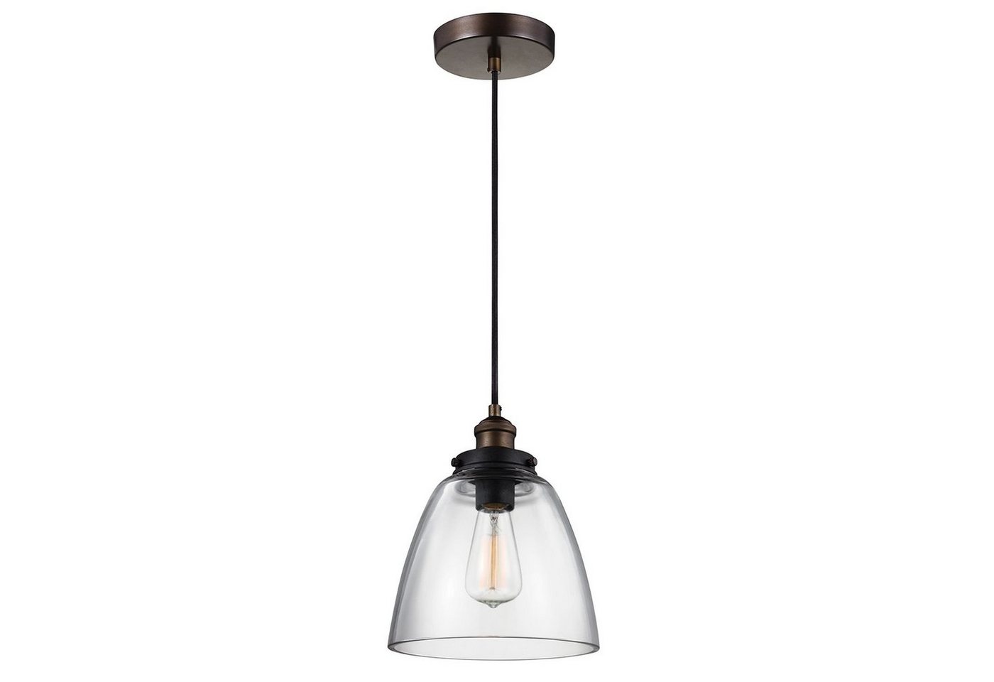 Licht-Erlebnisse Pendelleuchte ZAHIR, ohne Leuchtmittel, Hängeleuchte Zink E27 Glas Metall Industrie Design Hängelampe von Licht-Erlebnisse