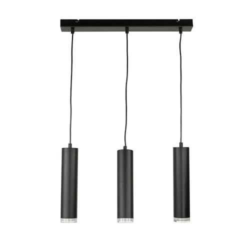 Licht-Erlebnisse Pendelleuchte aus Aluguss in schwarz 3-flammig E27 D:8cm B:50cm für Küche Essbereich Tresen Wohnzimmer Pendellampe Innen Hängeleuchte Hängelampe von Licht-Erlebnisse