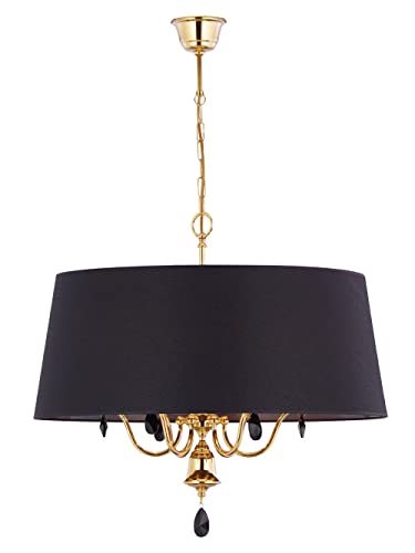 Licht-Erlebnisse Pendelleuchte rund MINEE Metall in Messing Schwarz Klassisch Ø74cm elegante Hängelampe Wohnzimmer von Licht-Erlebnisse