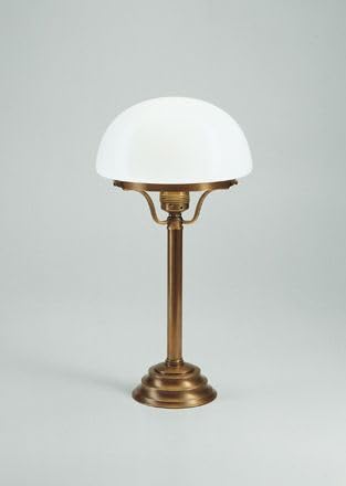 Licht-Erlebnisse Pilzleuchte Messing Glas in Berliner Messing Schlafzimmer Wohnzimmer 38 cm E27 blendarm Ornamente wohnliche Nachttisch Tischleuchte Jugendstil von Licht-Erlebnisse
