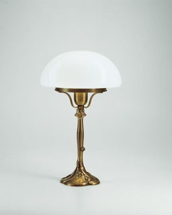 Licht-Erlebnisse Pilzleuchte Messing Glas in Berliner Messing Schlafzimmer Wohnzimmer 39 cm E27 bis 75 W Zugschalter blendarm Ornamente wohnliche Nachttisch Tischlampe klein von Licht-Erlebnisse