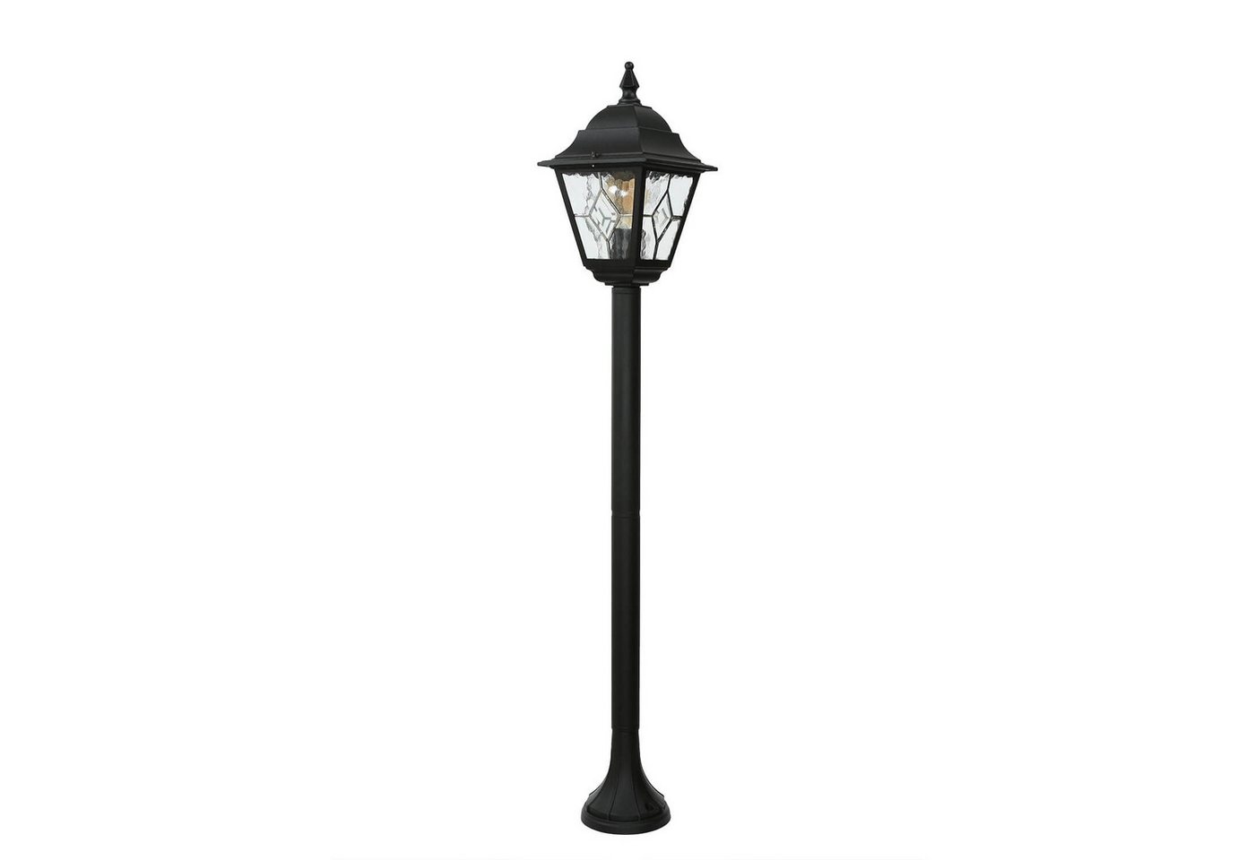 Licht-Erlebnisse Außen-Stehlampe LEADWORTH, ohne Leuchtmittel, Wegeleuchte Hof Garten IP43 Schwarz E27 109 cm Glas Metall Rustikal von Licht-Erlebnisse