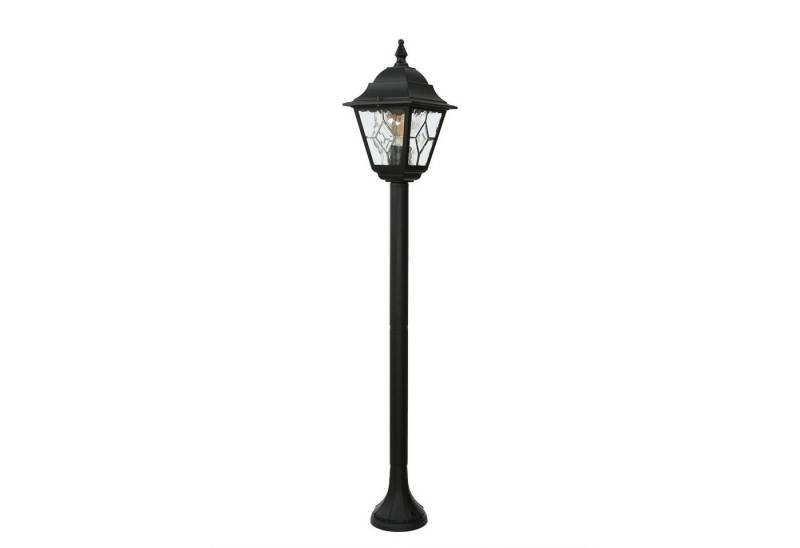 Licht-Erlebnisse Außen-Stehlampe LEADWORTH, ohne Leuchtmittel, Wegeleuchte Hof Garten IP43 Schwarz E27 109 cm Glas Metall Rustikal von Licht-Erlebnisse