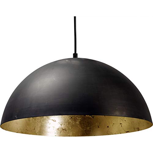 Licht-Erlebnisse Premium Pendelleuchte Grau Metall Ø40cm Innenschirm Gold Industrie Esstisch Wohnzimmer Hängelampe von Licht-Erlebnisse