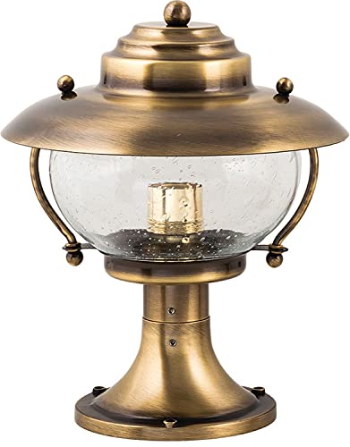 Licht-Erlebnisse Premium Wegeleuchte aus Messing 58cm hoch maritime Außen Lampe Sockelleuchte Garten Weg PYRGOS von Licht-Erlebnisse