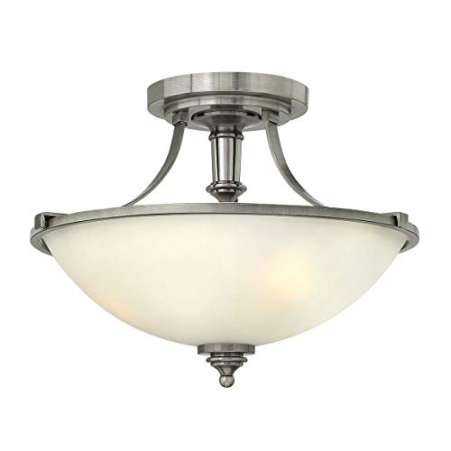 Licht-Erlebnisse Runde Deckenleuchte Glas Schirm in Weiß Nickel Ø31cm blendarm 3x E27 LESLANE Deckenlampe Esszimmer Flur von Licht-Erlebnisse