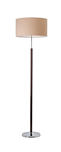 Licht-Erlebnisse Runde Stehlampe Wohnzimmer in Beige Braun 166cm hoch Ø45cm Stoff Schirm Stehleuchte KASULA von Licht-Erlebnisse