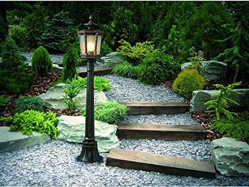 Licht-Erlebnisse Rustikale Standleuchte in bronzeantik inkl. 1x 10,5W E27 LED Stehleuchte aus Aluminium Glas Stehlampe für Garten Terrasse Garten Terrasse Lampe Leuchten außen Beleuchtung von Licht-Erlebnisse