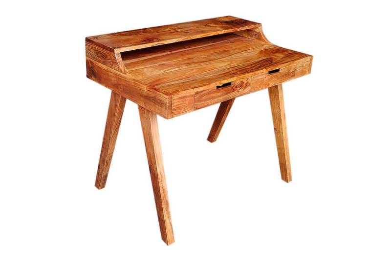 Licht-Erlebnisse Schreibtisch CAIRO, mit Schublade aus Akazienholz in Natur 100 x 84 x 60 cm (BxHxT) von Licht-Erlebnisse