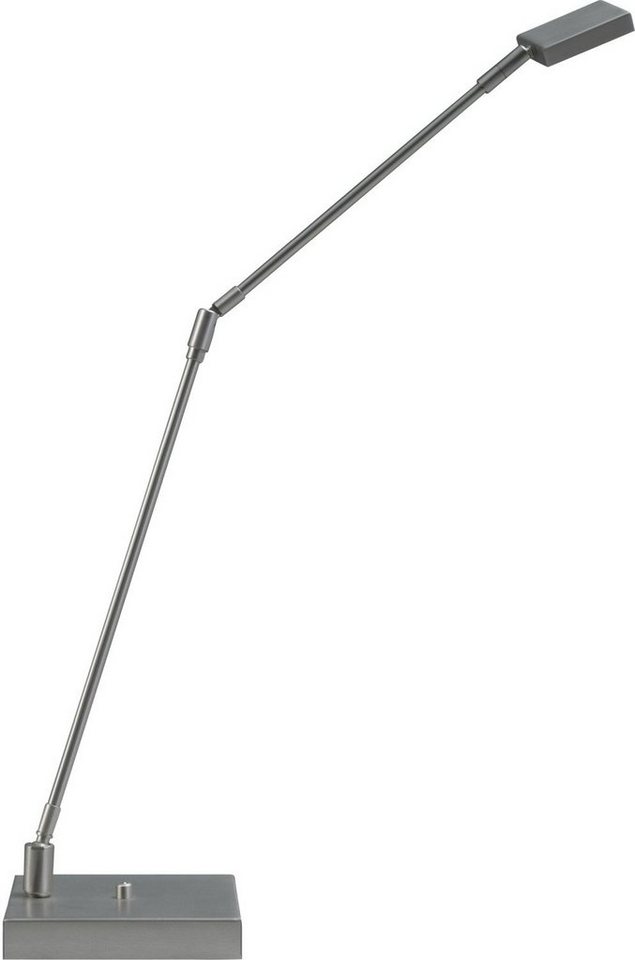 Licht-Erlebnisse Schreibtischlampe DENIA 1, LED fest integriert, Warmweiß, Schreibtischleuchte Nickel 2700 K 550 lm 70 cm Metall Beleuchtung von Licht-Erlebnisse