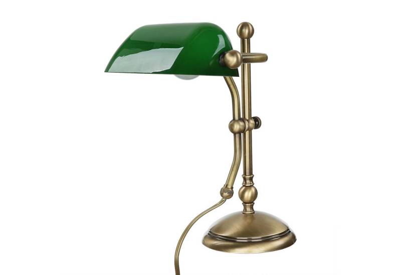 Licht-Erlebnisse Schreibtischlampe LAMPADE MINISTERO, ohne Leuchtmittel, Tischlampe Messing Bronze Grün Jugendstil Lampe von Licht-Erlebnisse