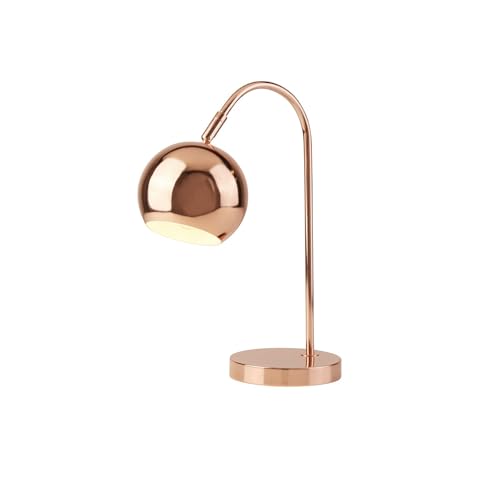 Licht-Erlebnisse Schreibtischlampe Metall 40 cm in Kupfer glänzend E14 verstellbar Retro Design Tischlampe Arbeitszimmer Tischleuchte Büro von Licht-Erlebnisse