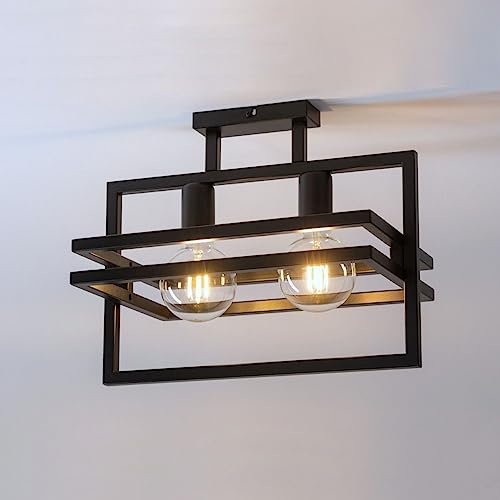 Licht-Erlebnisse Schwarze Deckenlampe ZANTERA Metall auffälliges Design E27 2-flammige Esszimmer Deckenleuchte Wohnzimmer von Licht-Erlebnisse