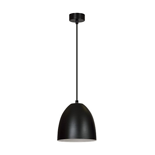 Licht-Erlebnisse Schwarze Hängeleuchte innen Weiß Retro Metall Ø20cm E27 Für Esstisch Esszimmer Pendelleuchte ANNIE von Licht-Erlebnisse