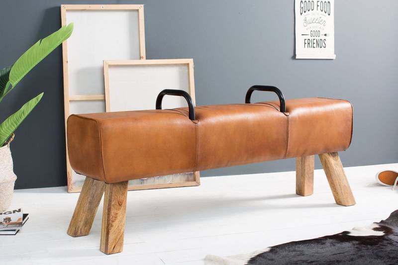 Licht-Erlebnisse Sitzbank SAMMEA, Sitzbank mit Fußstütze Design Bank Esszimmer Leder Holz Upcycling 134 von Licht-Erlebnisse