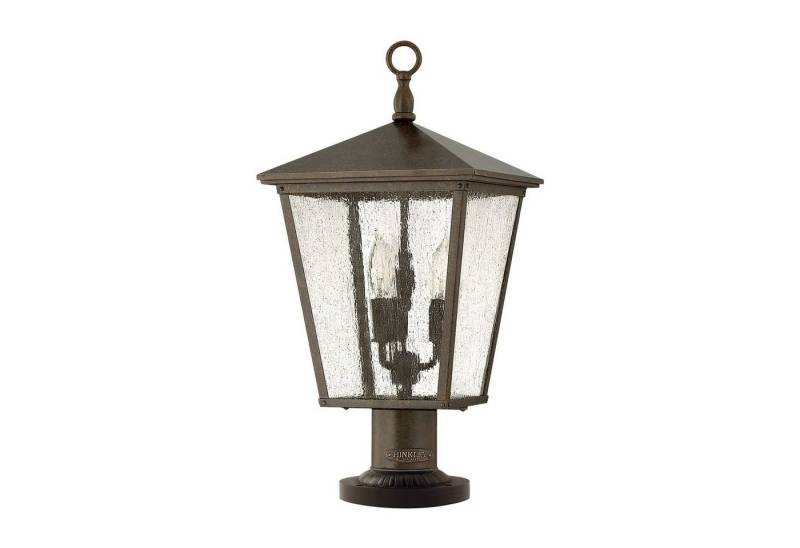 Licht-Erlebnisse Sockelleuchte FELTON, ohne Leuchtmittel, Stehlampe außen IP44 E14 58,4 cm Bronze Glas Metall Rustikal von Licht-Erlebnisse