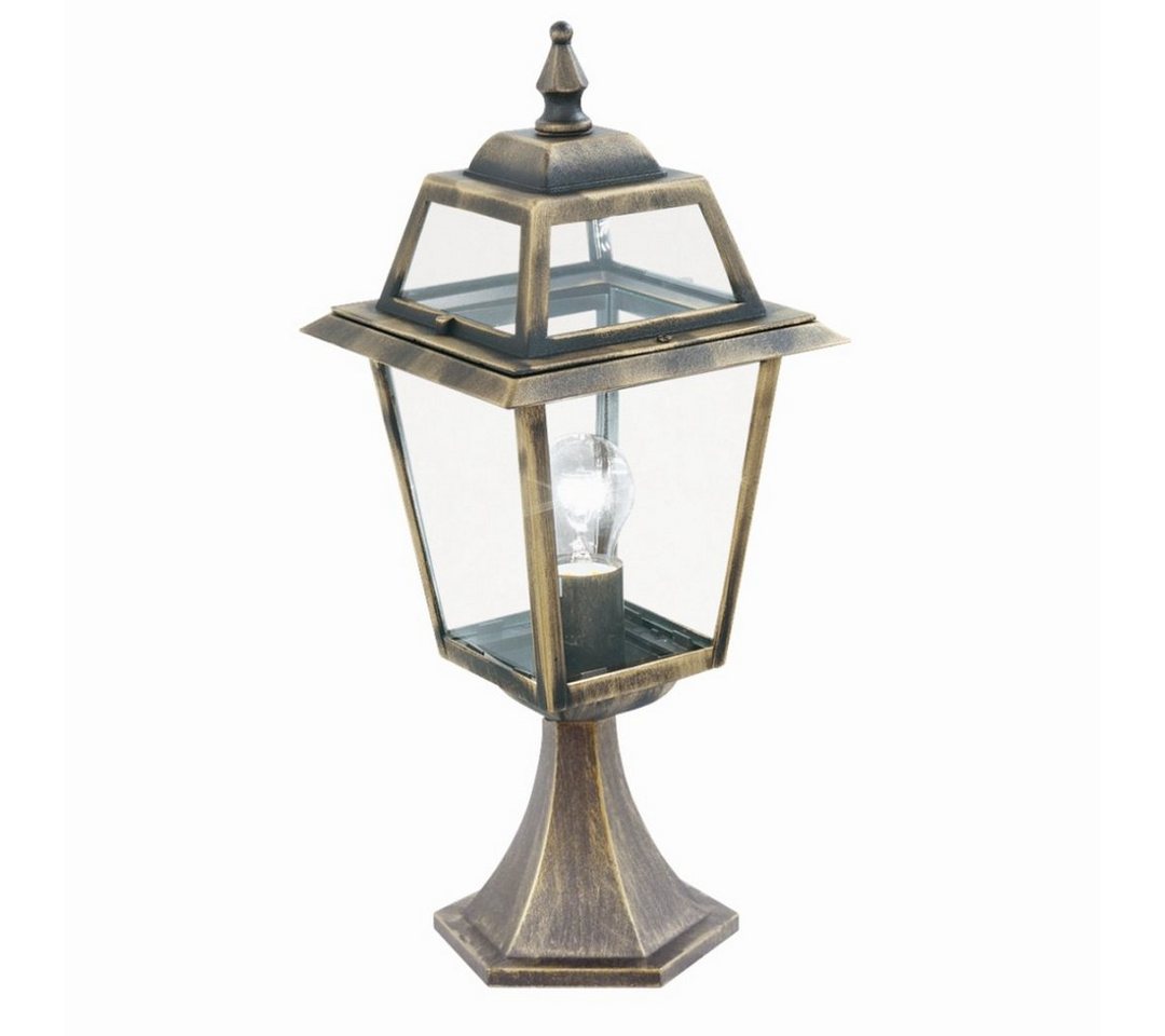 Licht-Erlebnisse Sockelleuchte NEW ORLEANS, ohne Leuchtmittel, Stehleuchte außen 50 cm Hof Terrasse Glas Aluminium IP44 E27 Rustikal von Licht-Erlebnisse