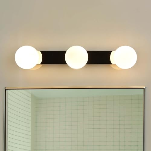 Wandleuchte Glas Metall in Chrom IP44 Badezimmer L:42 cm G9 3-flammig Kugeln Modern Spiegel länglich blendarme Wandlampe Bad BRAZOS von Licht-Erlebnisse