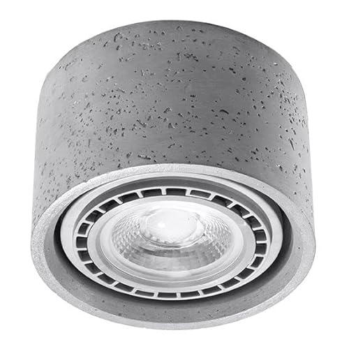 Licht-Erlebnisse Spot Lampe Beton klein Ø 14 cm H: 9 cm für GU10 Deckenleuchte Deckenlampe Küche Flur Wohnzimmer von Licht-Erlebnisse