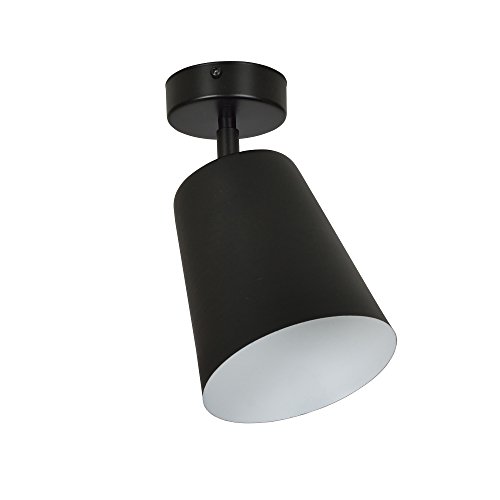 Licht-Erlebnisse Spot Schwarz Weiß Metall rund Retro verstellbar E27 BOMER Deckenleuchte Lampe Wohnzimmer Flur von Licht-Erlebnisse