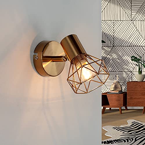 Licht-Erlebnisse Spot Wandlampe Metall in Messing Vintage Retro Innen kompakt Flur Wohnzimmer Schlafzimmer E14 Käfigleuchte Wandleuchte Licht-Erlebnisse Spot Wandlampe Metall in Messing Vintage Retro Innen kompakt Flur Wohnzimmer Schlafzimmer E14 Käfigleuchte Wandleuchte von Licht-Erlebnisse