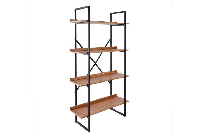 Licht-Erlebnisse Standregal JAMESON, Echtholzfurnier Metall 90 x 166 cm in Eiche Schwarz Industrial von Licht-Erlebnisse
