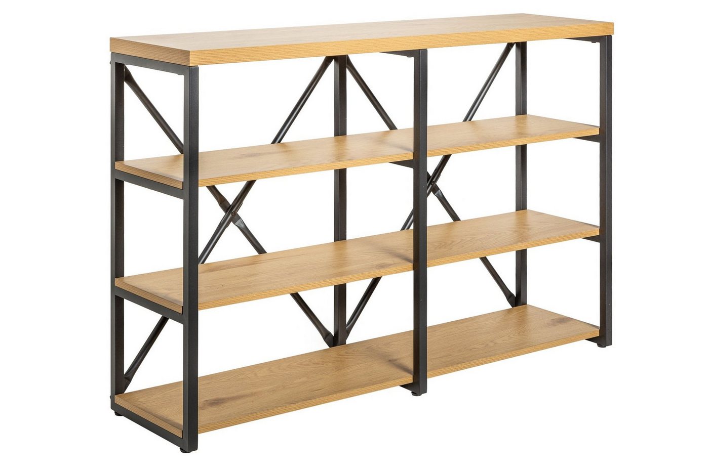 Licht-Erlebnisse Standregal MALAGA, Industrial Design 110 x 78 cm (BxH) klein in Natur Schwarz MDF Metall von Licht-Erlebnisse