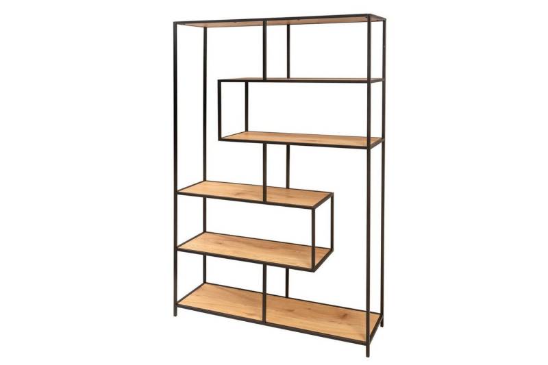 Licht-Erlebnisse Standregal VIVEN, Modern 114 x 185 cm in Holz Optik Schwarz asymmetrisch von Licht-Erlebnisse
