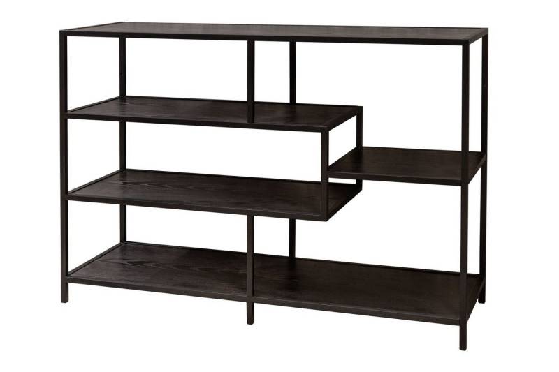 Licht-Erlebnisse Standregal VIVEN, Schwarz Holz Optik Metall 114 x 79 cm klein Design von Licht-Erlebnisse