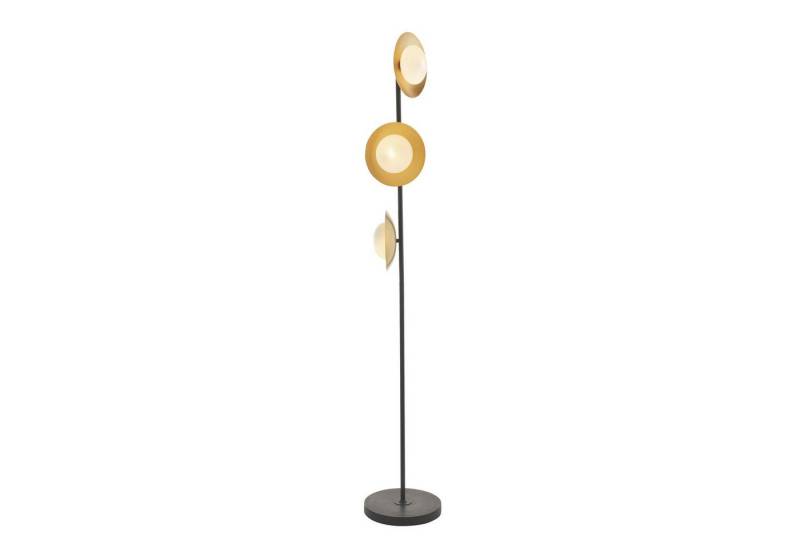 Licht-Erlebnisse Stehlampe AARON, ohne Leuchtmittel, Glas Metall G9 165 cm hoch in Bronze dunkel Weiß Gold 3-flammig von Licht-Erlebnisse