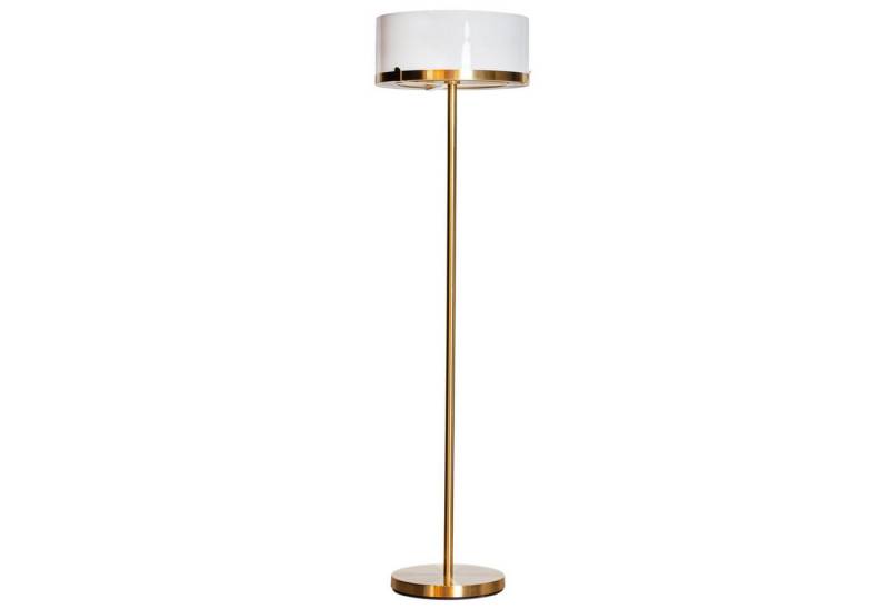 Licht-Erlebnisse Stehlampe ANDOR, ohne Leuchtmittel, Metall Glas 150 cm hoch in Messing Weiß rund Ø 40 cm für E27 von Licht-Erlebnisse