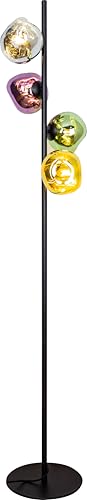 Licht-Erlebnisse Stehlampe Aluminium Glas Schwarz Bunt Wohnzimmer 160 cm E14 dekorativ mit Fußschalter 4-flammig stylisch stilvolle Stehleuchte Modern CLONLINA von Licht-Erlebnisse