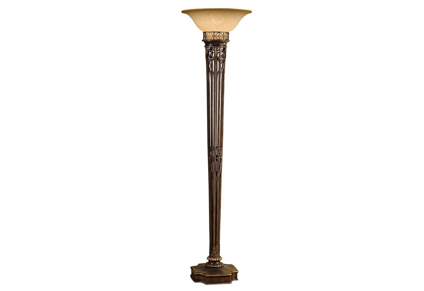 Licht-Erlebnisse Stehlampe CARMEN, ohne Leuchtmittel, Stehleuchte 189 cm Creme Gold Glas Metall E27 Standleuchte von Licht-Erlebnisse