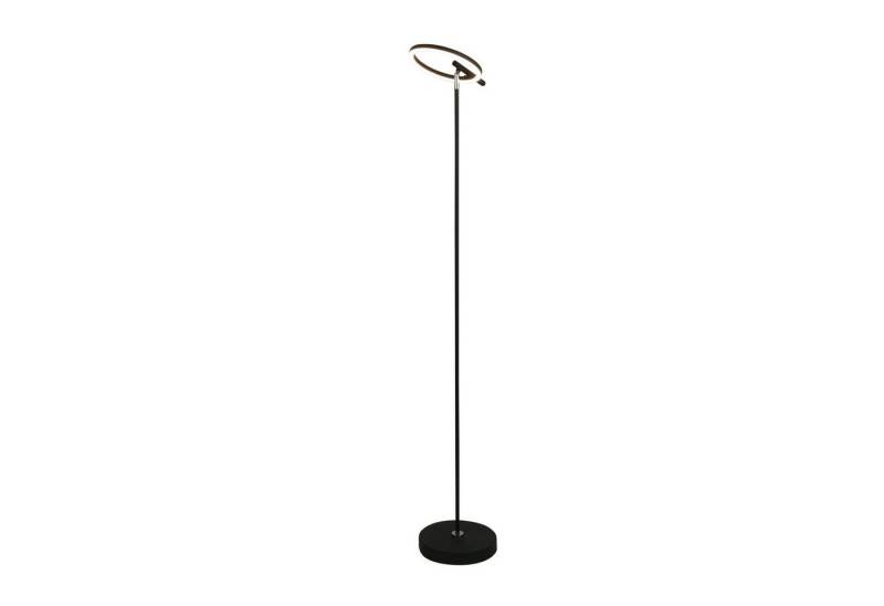 Licht-Erlebnisse Stehlampe CHAMAO, LED fest integriert, Warmweiß, LED Metall mit Dimmer Touch Schalter 140 cm hoch Schwarz Chrom 579 lm von Licht-Erlebnisse