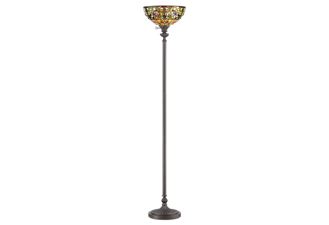 Licht-Erlebnisse Stehlampe FARFALLA 6, ohne Leuchtmittel, Standleuchte E27 177,8 cm Gelb Bronze Glas Metall Tiffany Stil von Licht-Erlebnisse