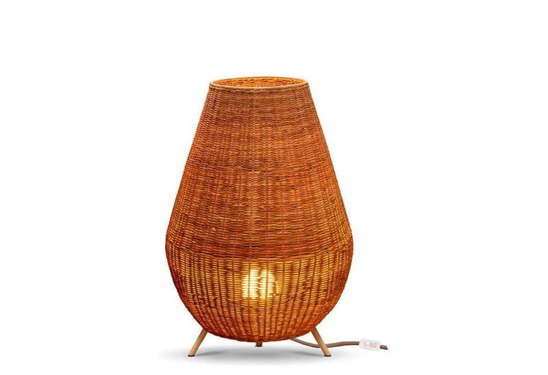 Licht-Erlebnisse Stehlampe FULDE, ohne Leuchtmittel, Rattan E27 72 cm Dreibein Kabel Stecker in Natur Dreibein Boho von Licht-Erlebnisse