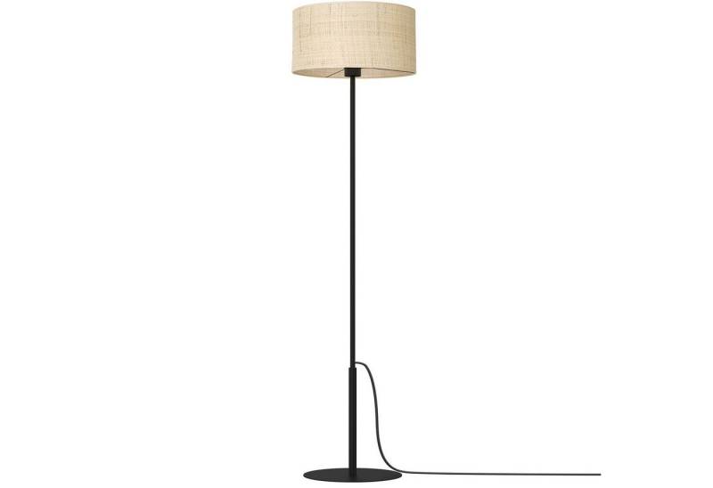 Licht-Erlebnisse Stehlampe GOBRI, ohne Leuchtmittel, Rattan Metall 150 cm hoch Schwarz Natur E27 rund von Licht-Erlebnisse