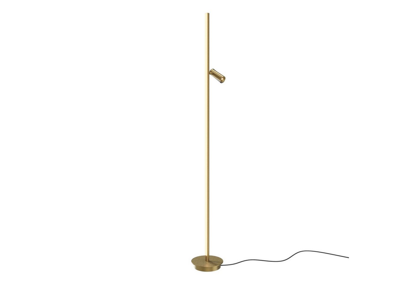 Licht-Erlebnisse Stehlampe GORIN, LED fest integriert, Warmweiß, LED dimmbar Metall Aluminium verstellbar 155 cm hoch in Messing Licht-Erlebnisse Stehlampe GORIN, LED fest integriert, Warmweiß, LED dimmbar Metall Aluminium verstellbar 155 cm hoch in Messing von Licht-Erlebnisse