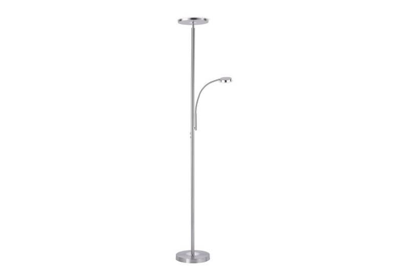 Licht-Erlebnisse Stehlampe HALDOR, LED fest integriert, Warmweiß, LED Metall mit Dimmer Touch Funktion 193 cm Stahl warmweiß 3000 K von Licht-Erlebnisse