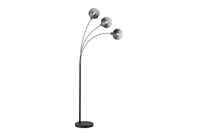 Licht-Erlebnisse Stehlampe HUNSEL, ohne Leuchtmittel, Bogenlampe Glas Metall 160 cm hoch Schwarz Rauchgrau E14 3-flammig von Licht-Erlebnisse