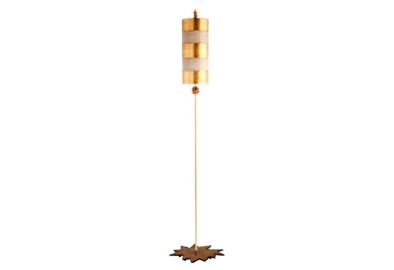 Licht-Erlebnisse Stehlampe MARLO, ohne Leuchtmittel, Stoff Metall 195,9 cm in Gold Taupe E27 rund Modern von Licht-Erlebnisse