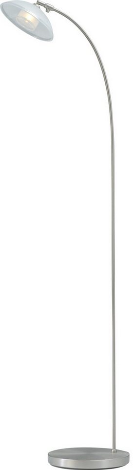 Licht-Erlebnisse Stehlampe MELANI, LED fest integriert, LED Stehleuchte Wohnzimmer Nickel 130 cm 450 lm Glas Metall von Licht-Erlebnisse