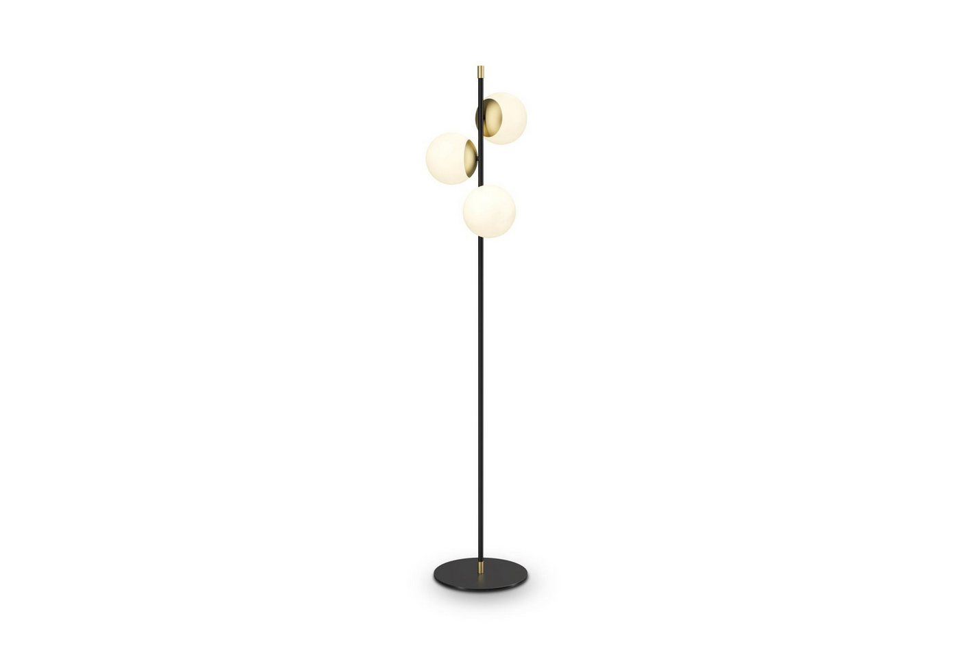 Licht-Erlebnisse Stehlampe OLE, ohne Leuchtmittel, Glas Metall 150 cm in Gold Weiß Schwarz E14 3-flammig Kugel Schirm von Licht-Erlebnisse