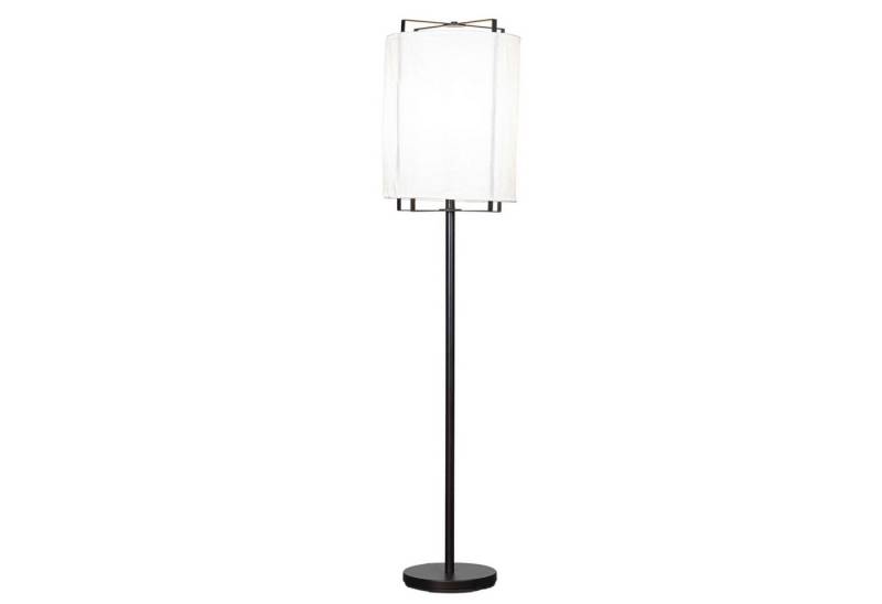 Licht-Erlebnisse Stehlampe OSKAR, ohne Leuchtmittel, Schwarz Weiß E27 150 cm niedrig Modern Stoff Metall von Licht-Erlebnisse