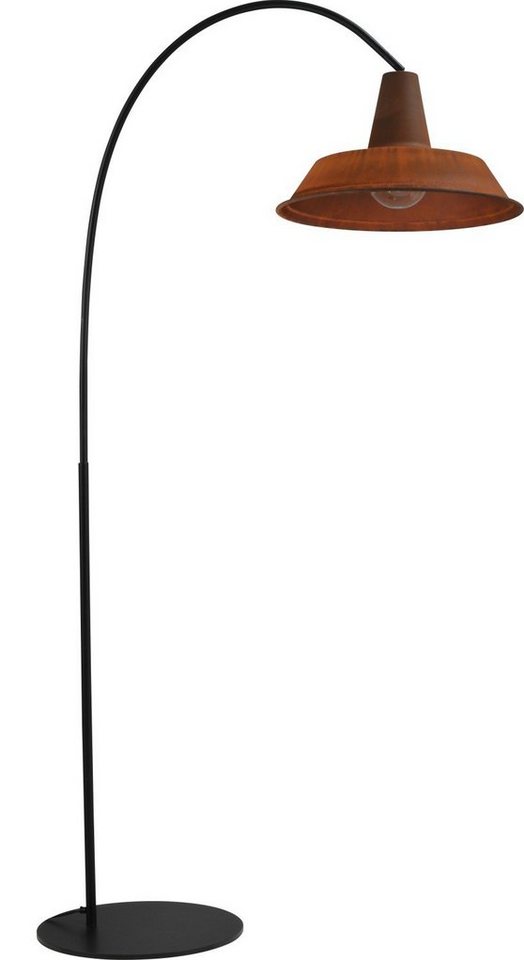 Licht-Erlebnisse Stehlampe PRATO, ohne Leuchtmittel, Stehleuchte Schwarz Braun 186 cm Industrie Design Bogenlampe von Licht-Erlebnisse
